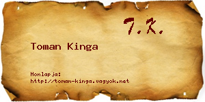 Toman Kinga névjegykártya
